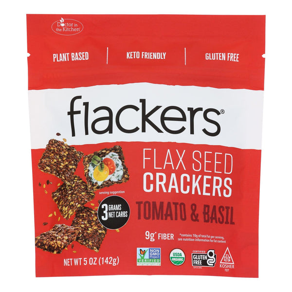 Doctor In The Kitchen - Organic Flax Seed Crackers - Tomato And Basil - Case Of 6 - 5 Oz.