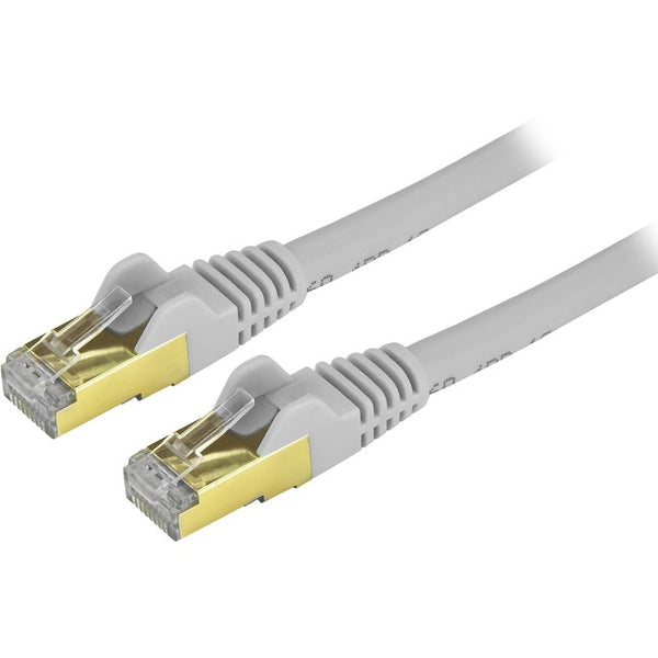 StarTech.com 6in Gray Cat6a Shielded Patch Cable - Cat6a Ethernet Cable - 6 inch Cat 6a STP Cable - Short Ethernet Cord