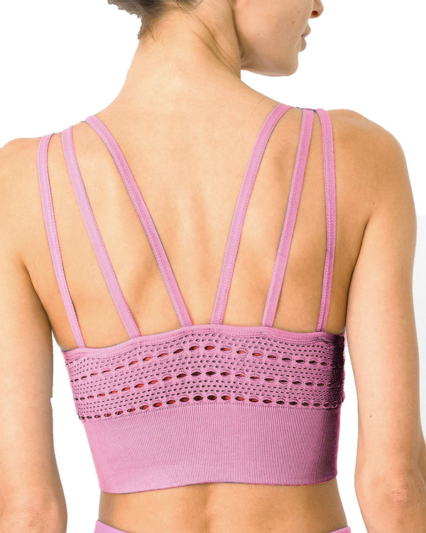 Mesh Seamless Bra with Cutouts - Pink