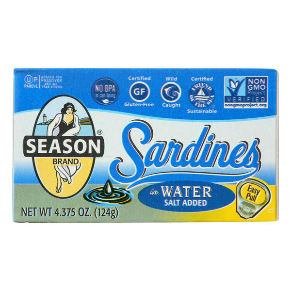 Season Sardines In Water  - Case Of 12 - 4.375 Oz