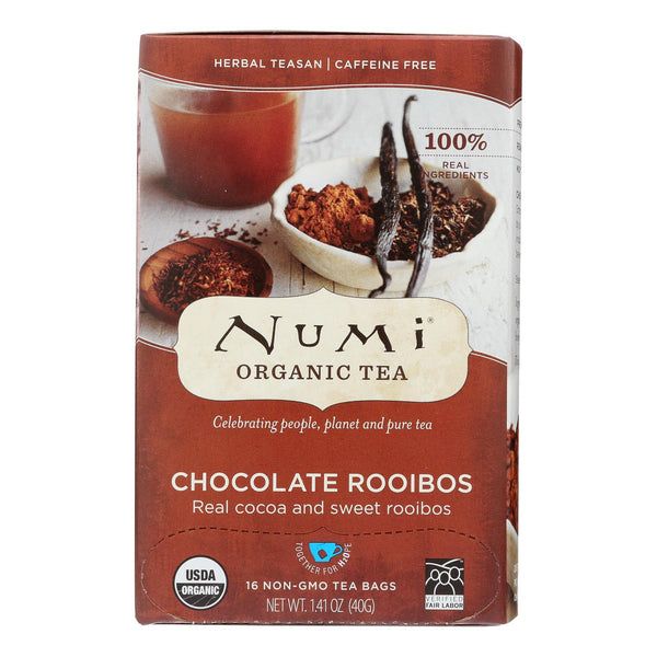 Numi Organic Tea Herbal Tea, Chocolate Rooibos  - Case Of 6 - 16 Bag