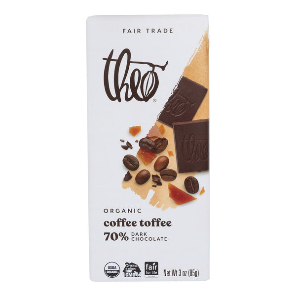 Theo Chocolate - Bar Coffee Toffee 70% - Case Of 12 - 3 Oz