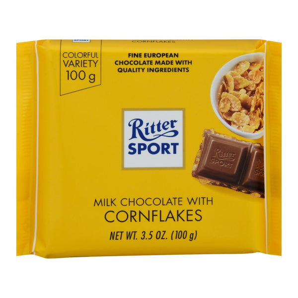 Ritter Sport Chocolate Bar - Milk Chocolate - Corn Flakes - 3.5 Oz Bars - Case Of 10