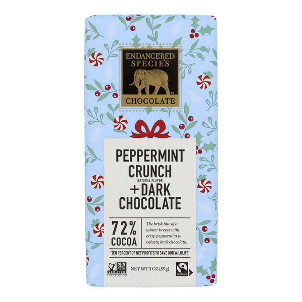 Our Endangered Species Chocolate Dark Chocolate Bar With Peppermint Crunch  - Case Of 12 - 3 Oz