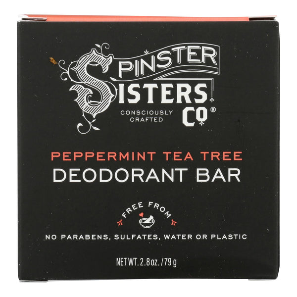 Spinster Sisters Company - Deodorant Bar Peppermint Tea Tree - 1 Each-2.8 Ounces