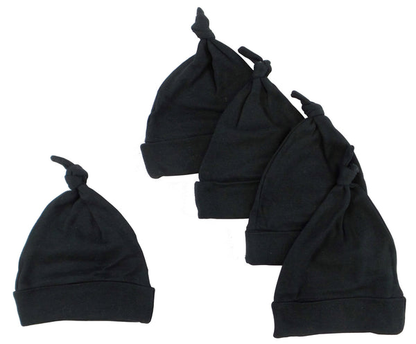 Black Knotted Baby Cap (pack Of 5)