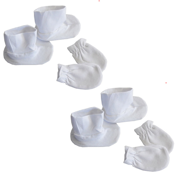 Infant Booties & Mitten Set White (pack Of 2)