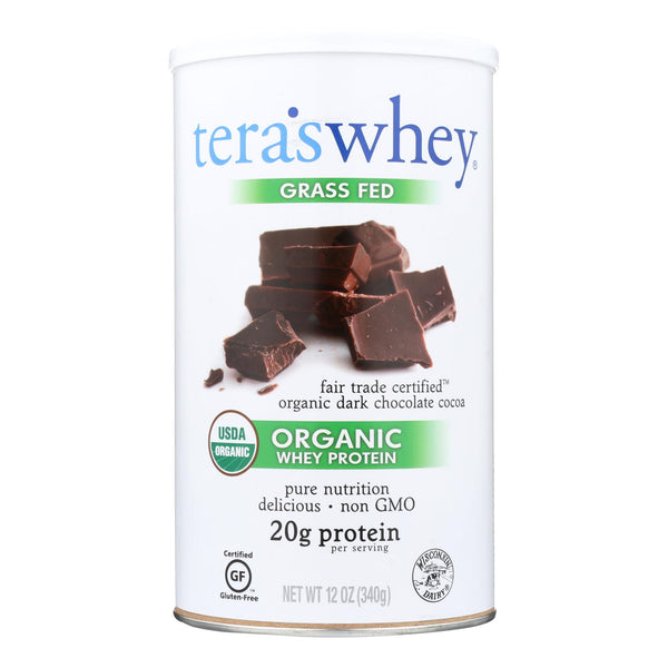 Teras Whey Protein Powder - Whey - Organic - Fair Trade Certified Dark Chocolate Cocoa - 12 Oz