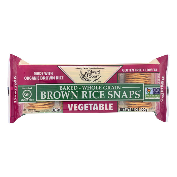 Edward And Sons Organic Vegetable Brown Rice Snaps - Case Of 12 - 3.5 Oz.