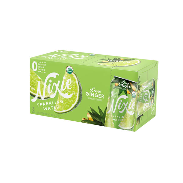 Nixie Sparkling Water - Sparkling Water Lime Ginger - Case Of 3 - 8/12 Fz