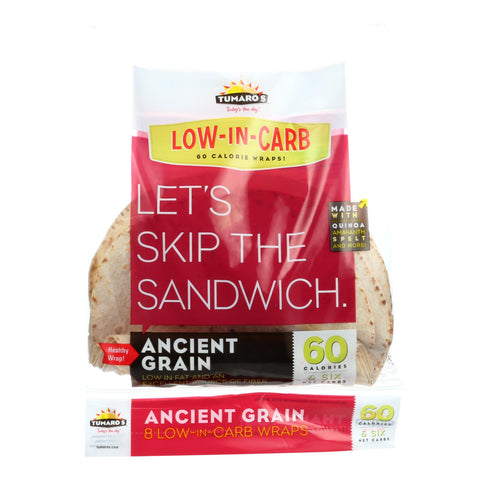 Tumaro's 8-inch Ancient Grain Carb Wise Wraps - Case Of 6 - 8 Ct