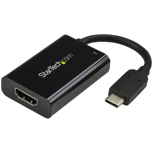 StarTech.com USB-C to HDMI 4K Adapter - 60W USB PD - USB Type C to HDMI - Black - 4K 60Hz - Thunderbolt 3 Compatible - CDP2HDUCP