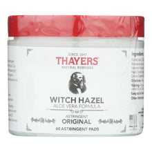 Thayers Witch Hazel With Aloe Vera - 60 Pads