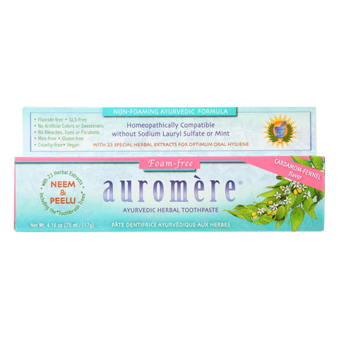 Auromere Toothpaste - Foam-free Cardamom-fennel - Case Of 1 - 4.16 Oz.